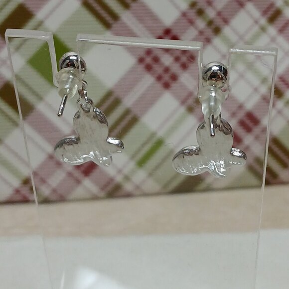 NWOT Fashion Jewelry Silver Tone Pink Butterfly Stud Earrings #1 - Picture 7 of 8